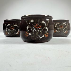 Vintage Hand painted Japanese Glazed Cups - Set of 3